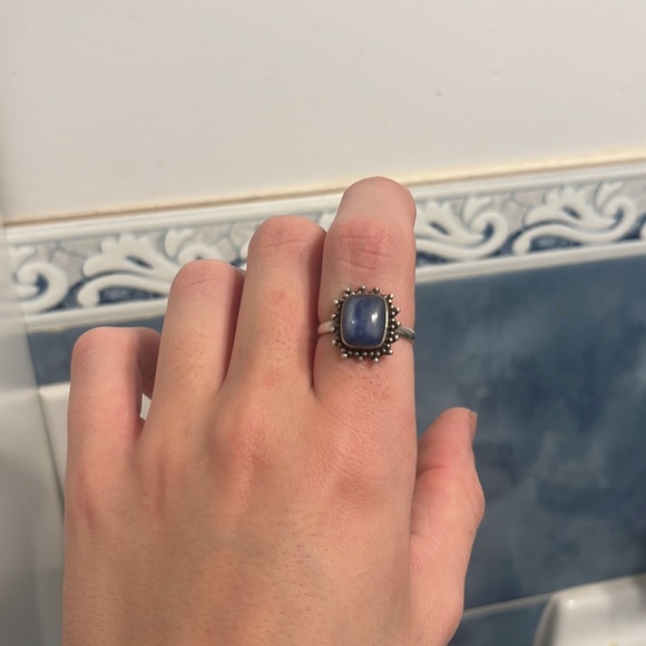 Blue Kyanite - sterling silver crystal ring size 8 - Picture 2 of 2